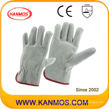 Cuero de vaca gris cuero dividido de seguridad industrial guantes de trabajo (112011)